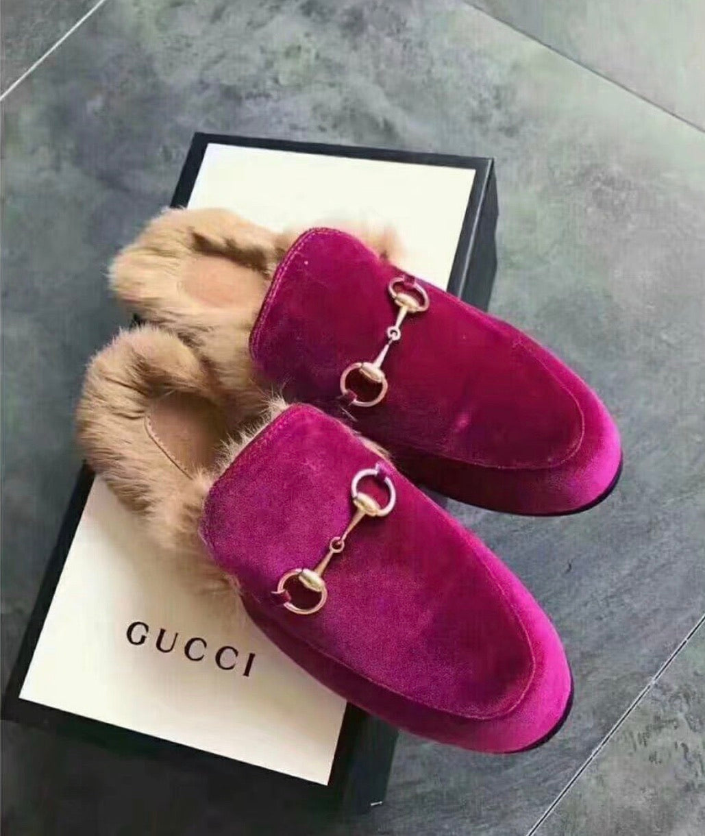 Princetown Velvet Fur Slippers