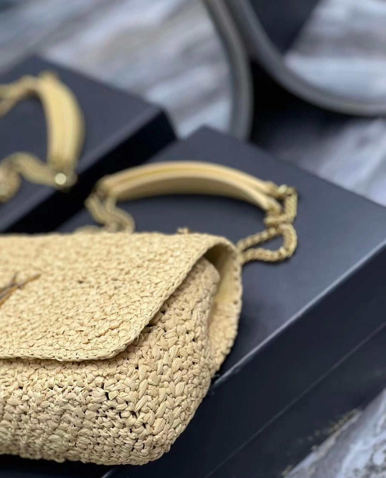 Jamie Raffia Chain Bag