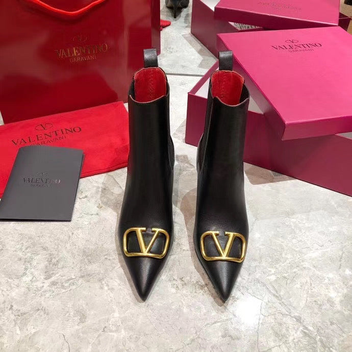V Logo Ankle Boots