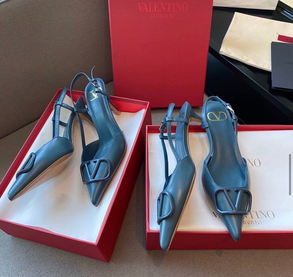 V Logo Slingback 8cm
