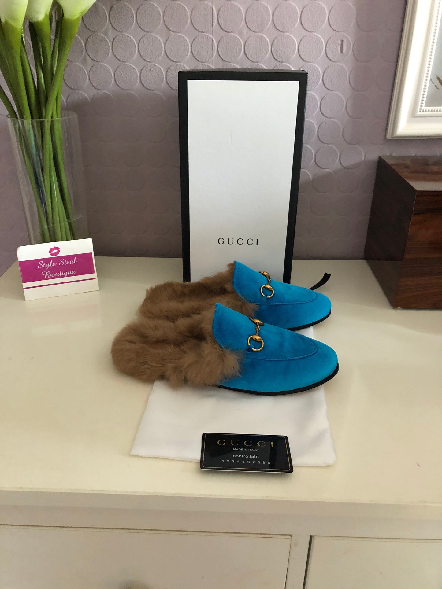 Princetown Velvet Fur Slippers