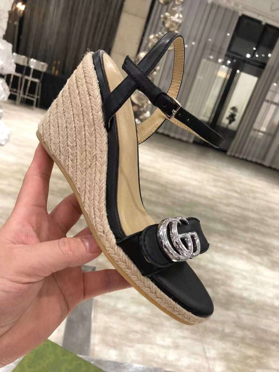 Leather Platform Espadrilles