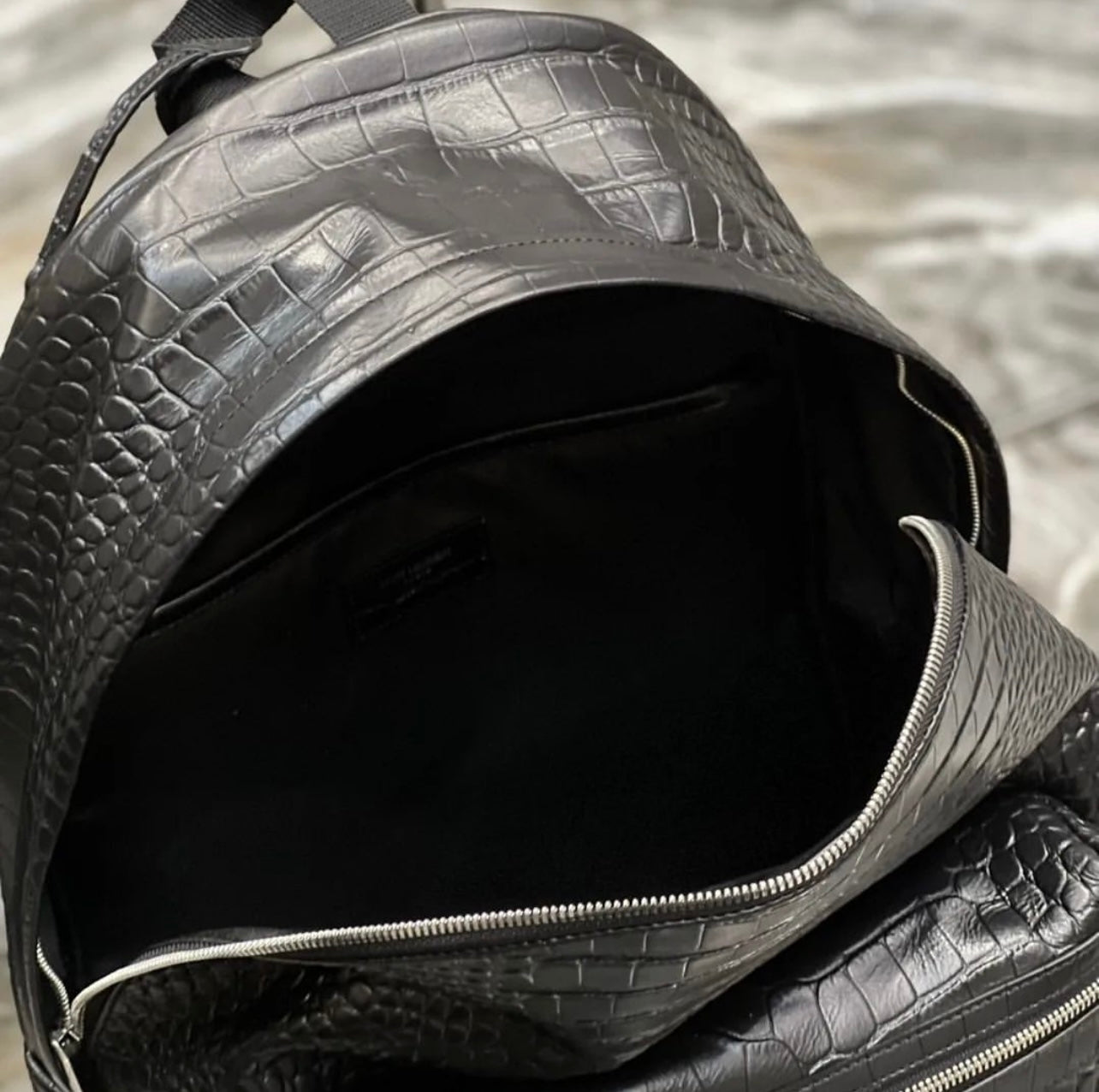 Embossed Leather City Backpack