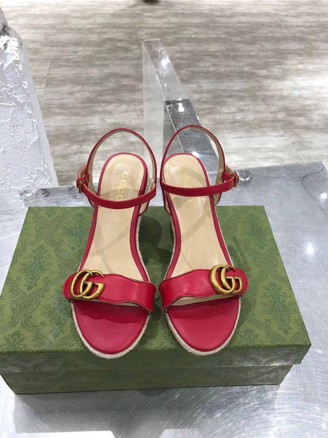 Leather Platform Espadrilles