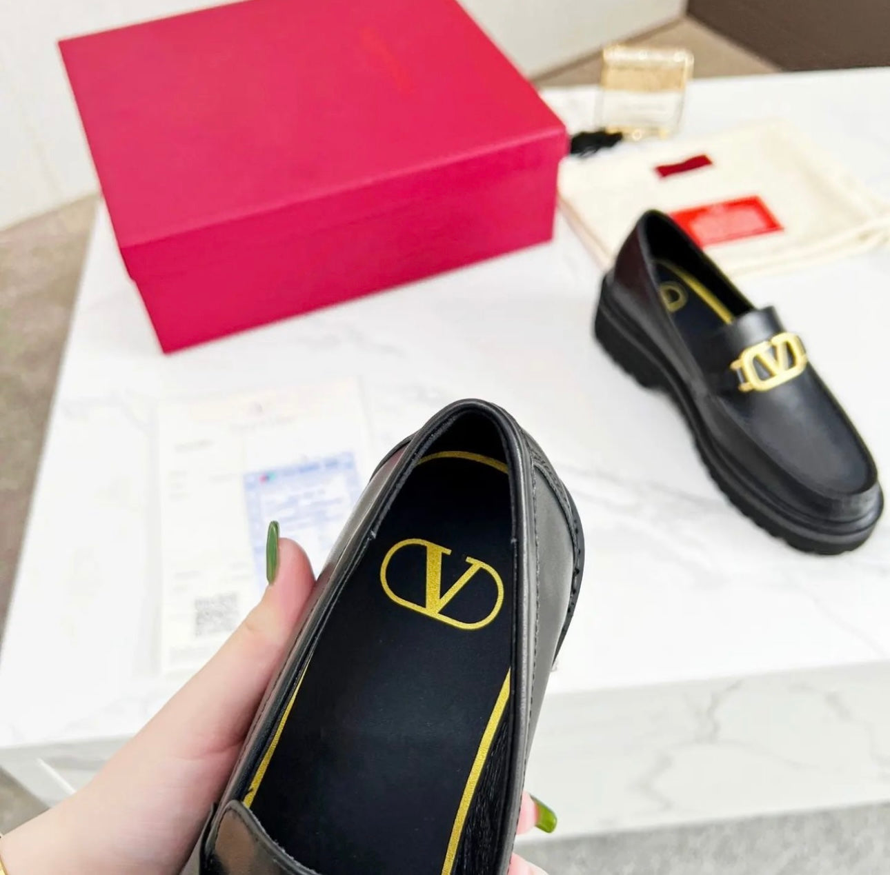 V Logo Loafers