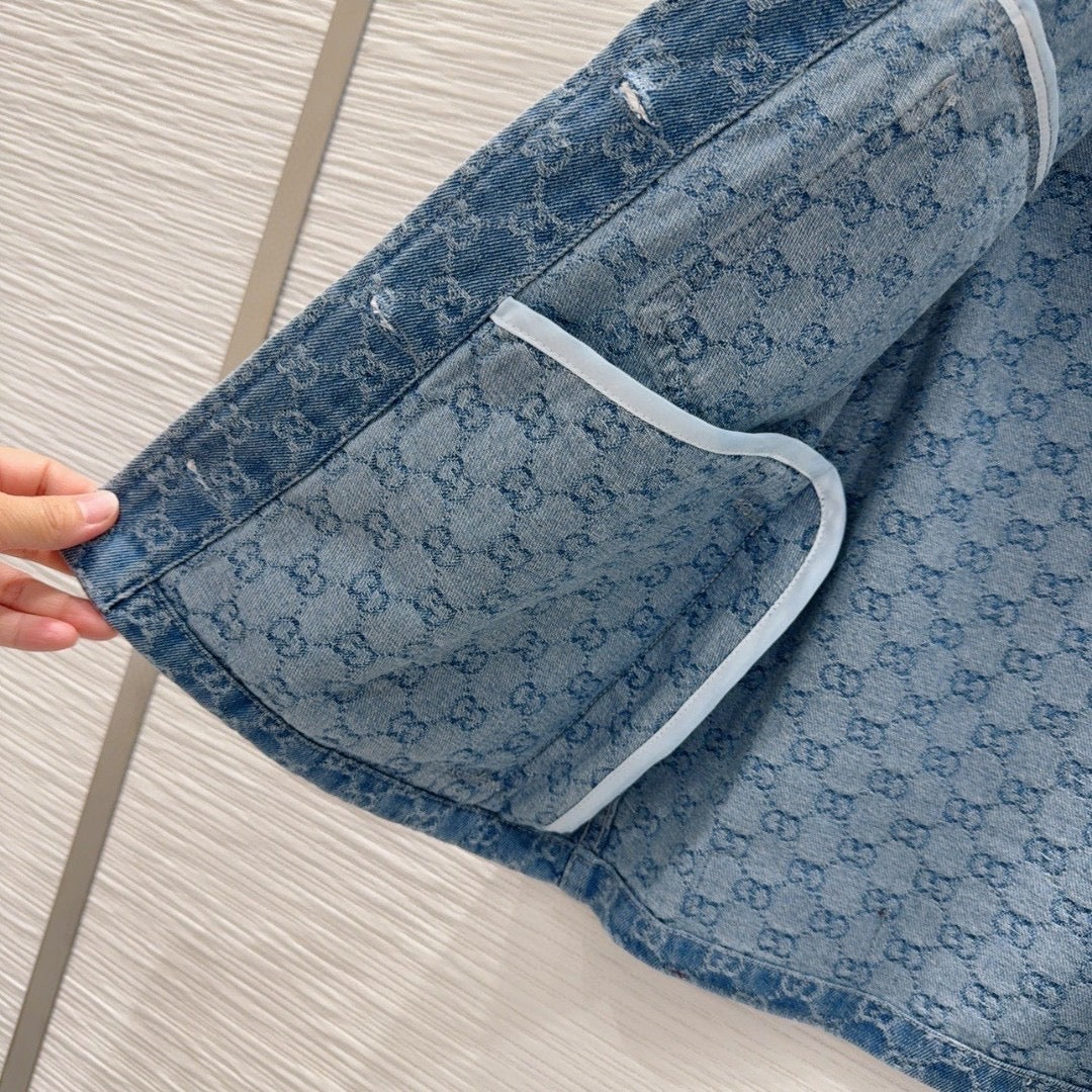 Blue denim shorts set