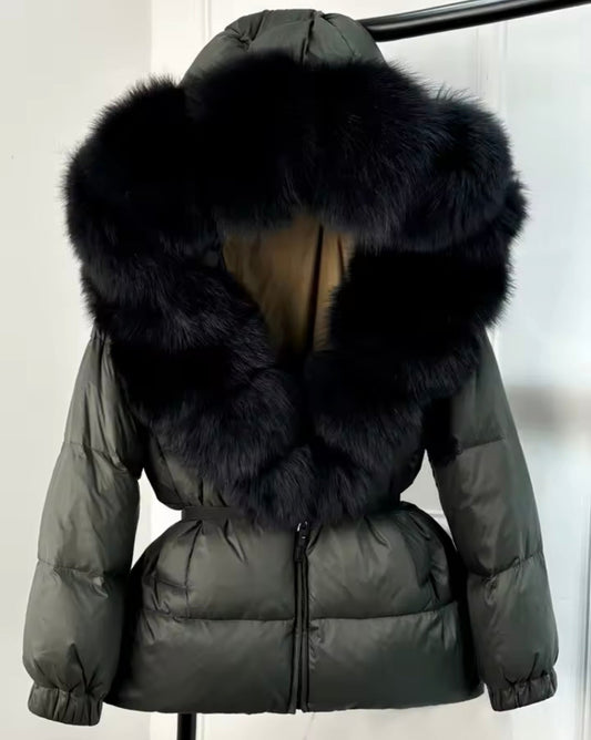 Dark grey & black fur coat