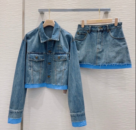 Blue denim skirt co-ord