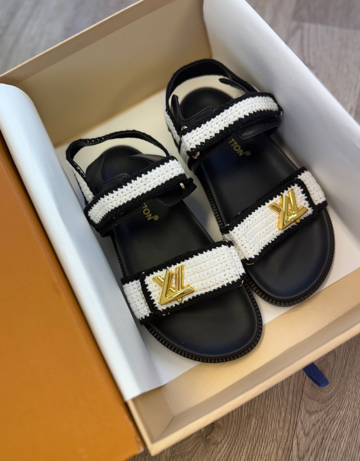 Black & white sandals