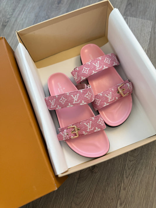 Pink denim sandals