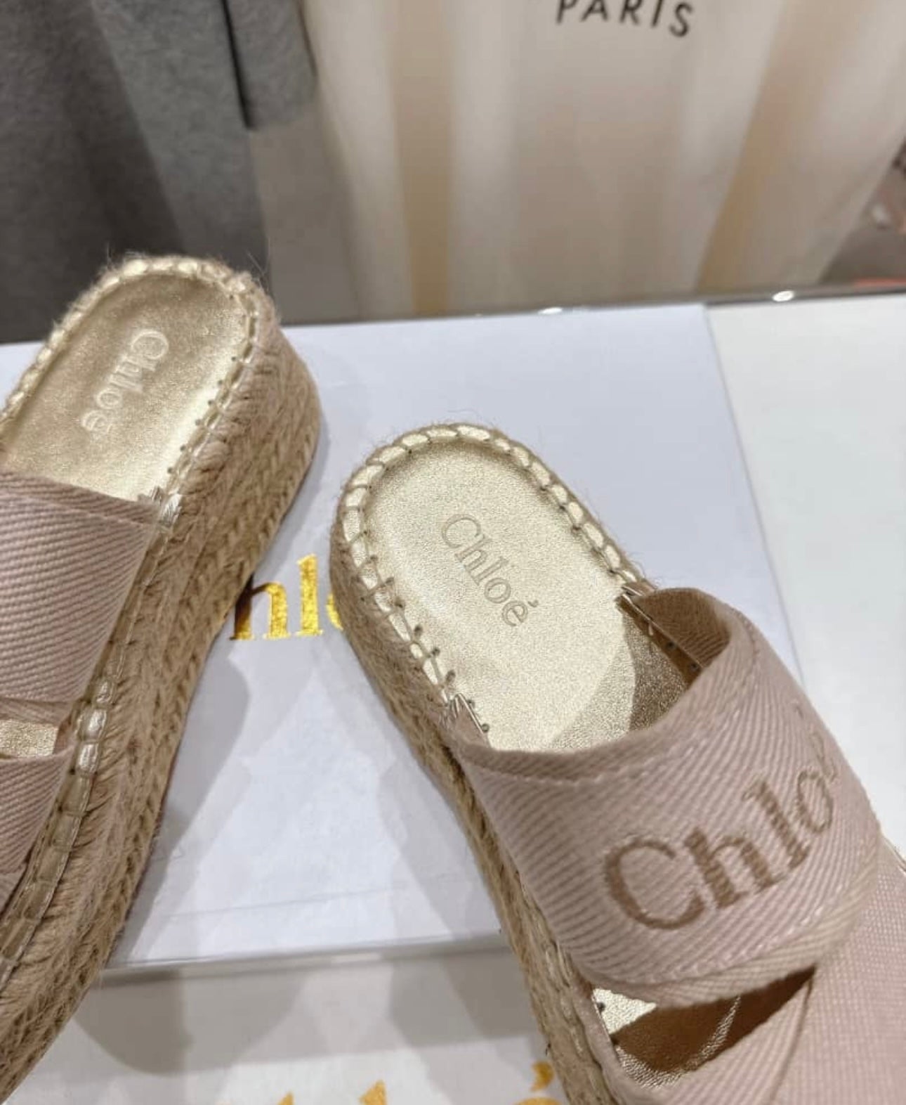 Beige platforms sandals