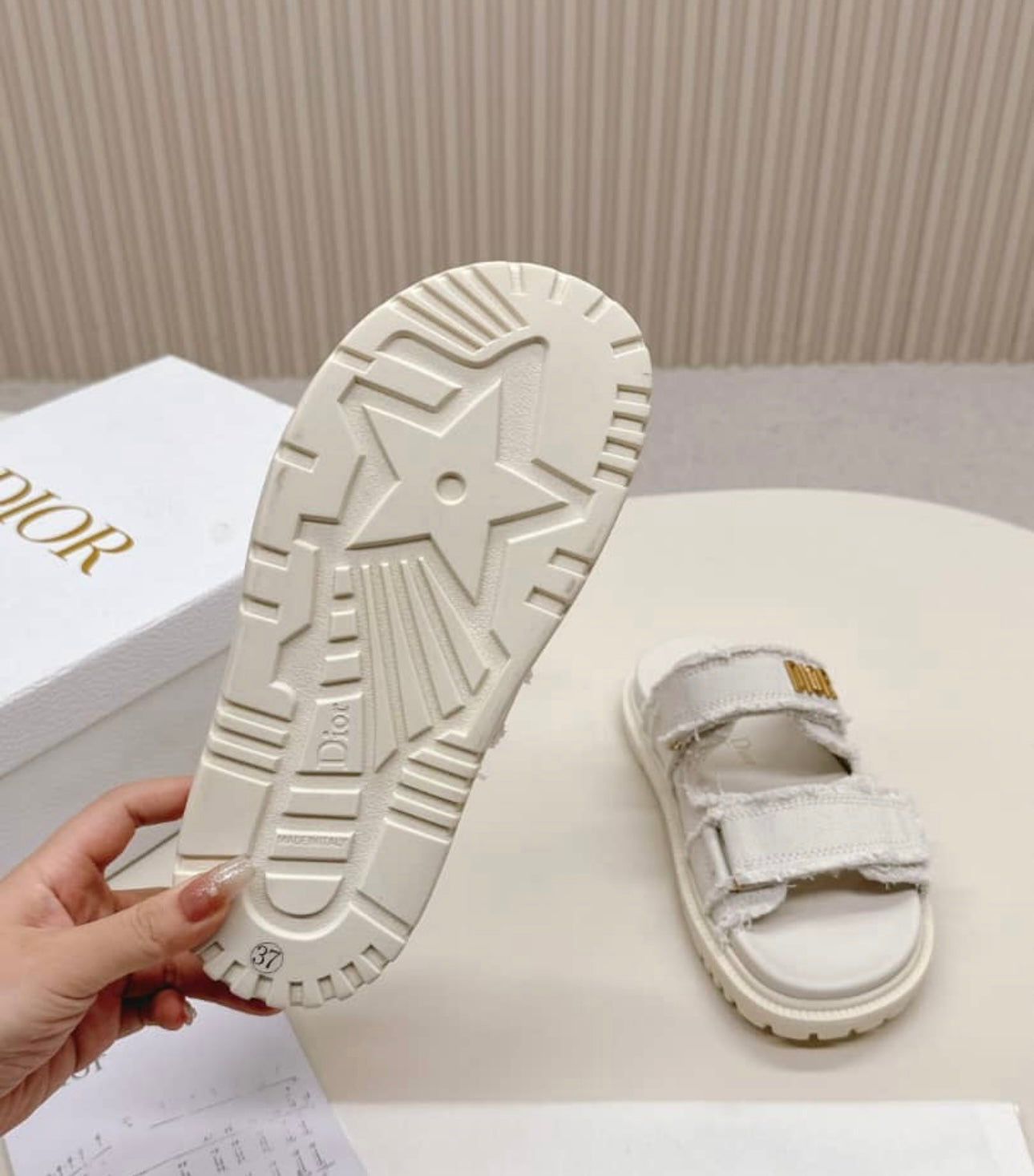 Cream distressed sandals