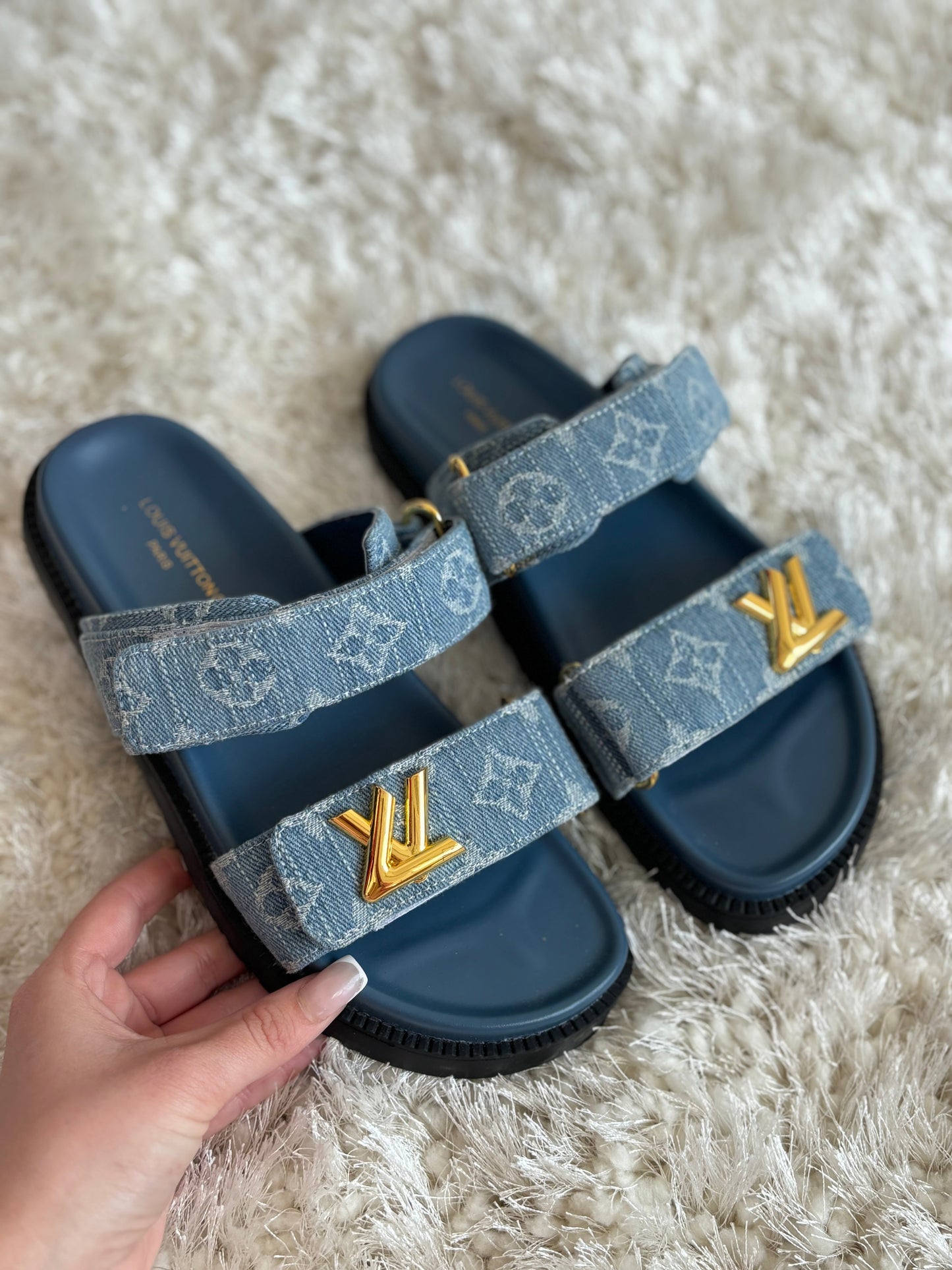Blue denim sandals