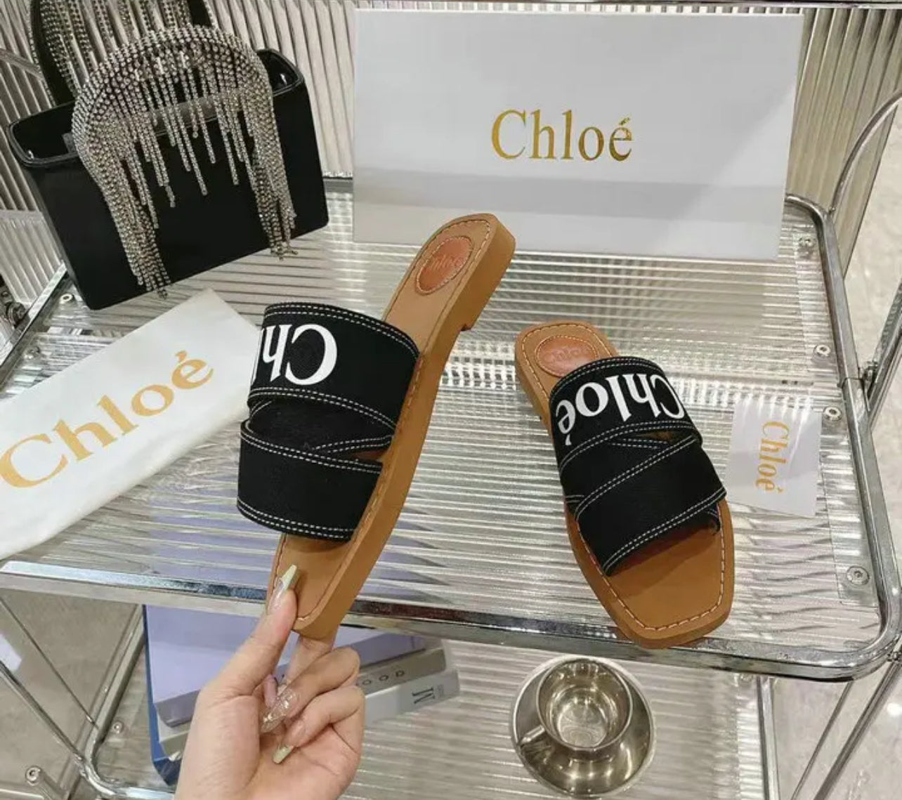 Woody Denim Mules