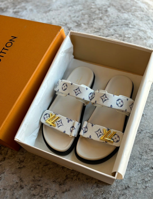 White & blue sandals
