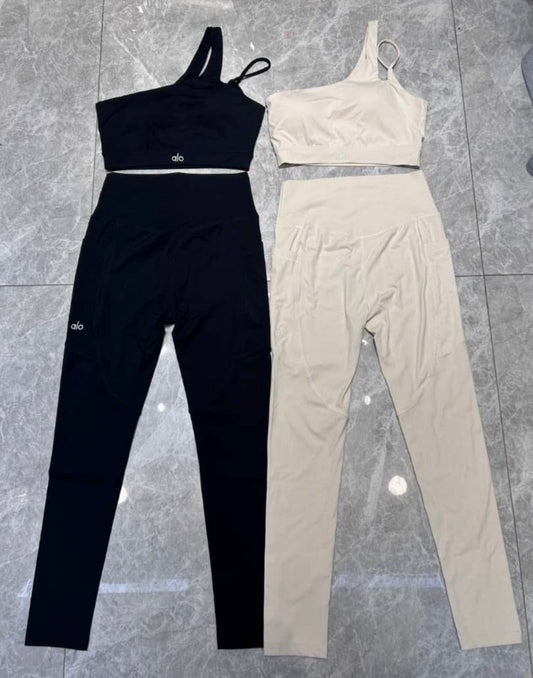 Black & Beige leggings set