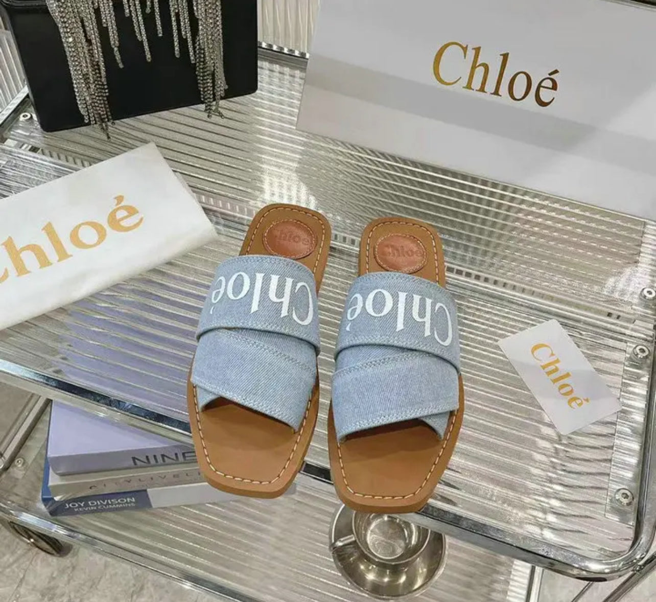 Woody Denim Mules