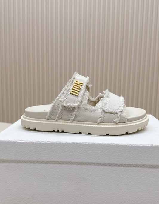 Cream distressed sandals