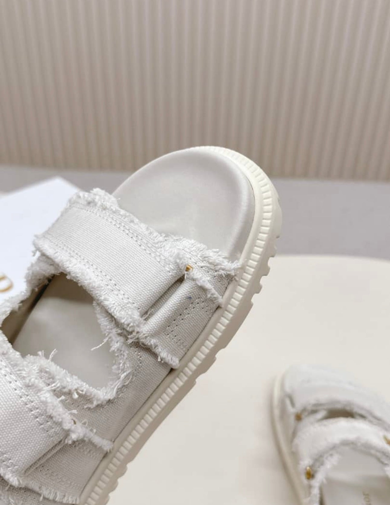 Cream distressed sandals