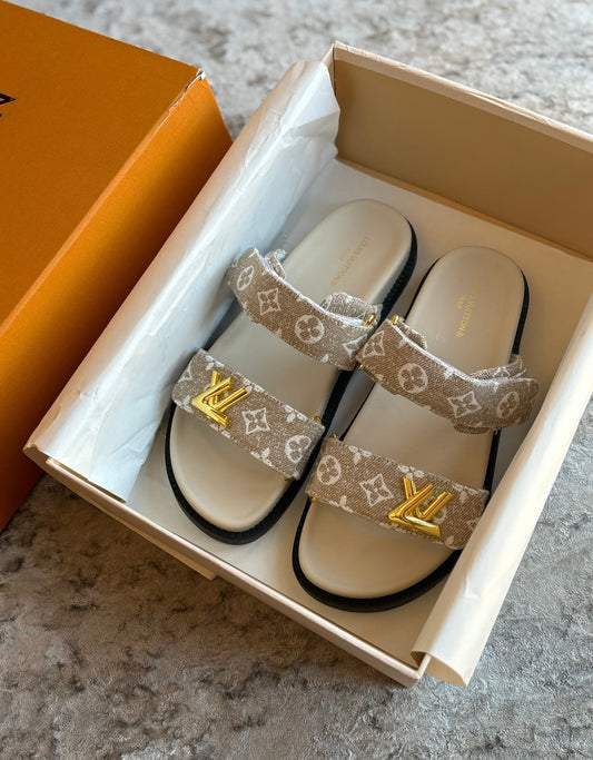 Beige denim sandals