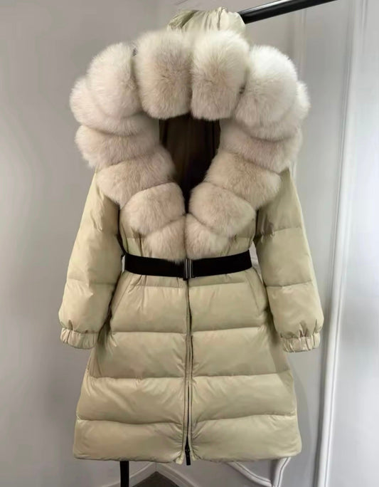 Cream fox fur coat in stock