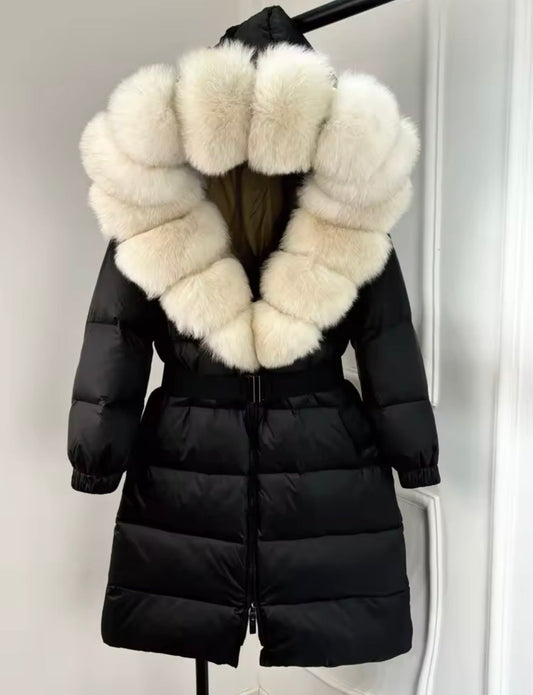 Black & white fur coat