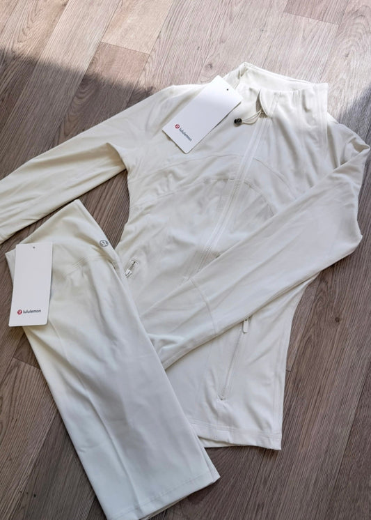 Cream zip up set