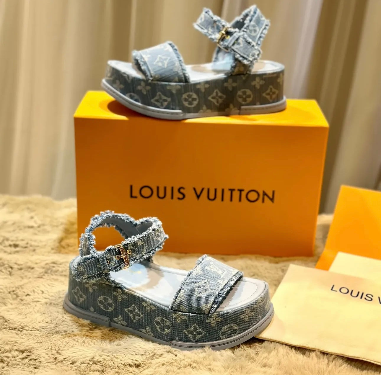 Denim Flatform Sandals