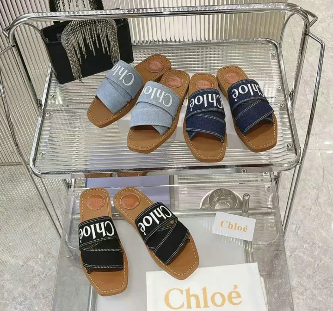 Woody Denim Mules