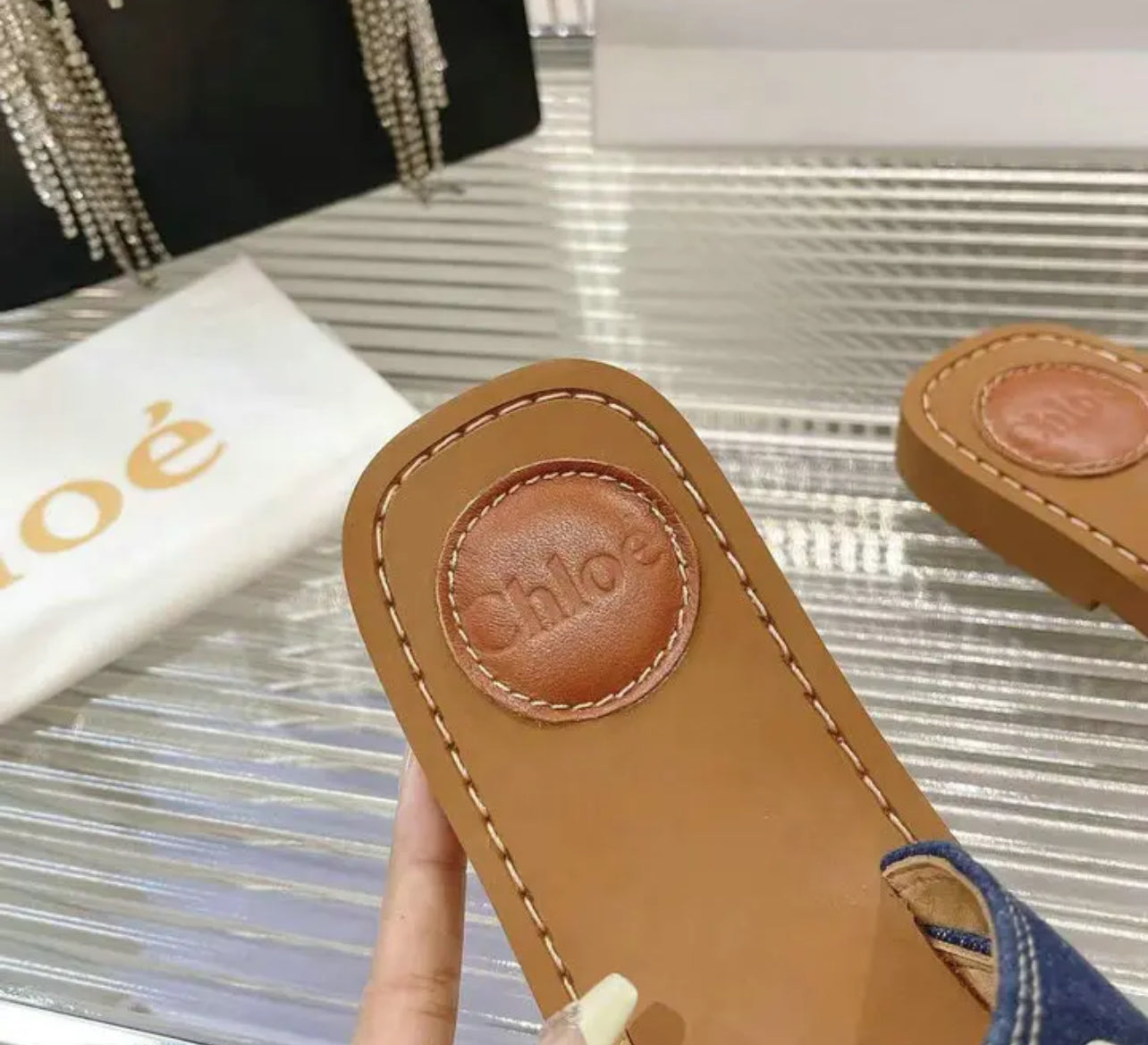 Woody Denim Mules
