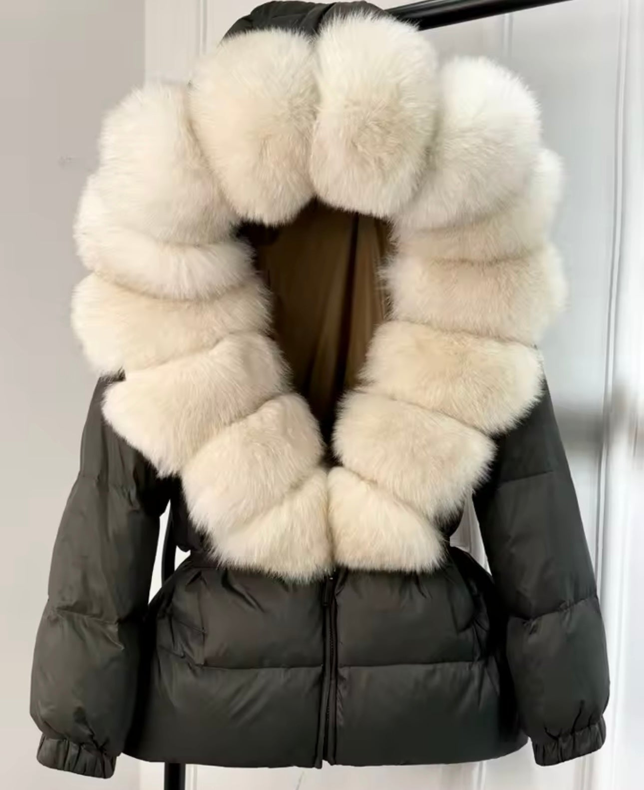 Dark grey & fur coat
