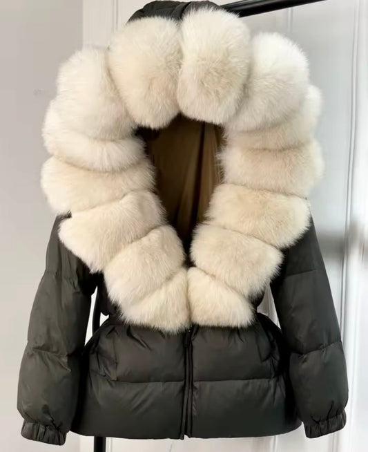 Dark grey & fur coat