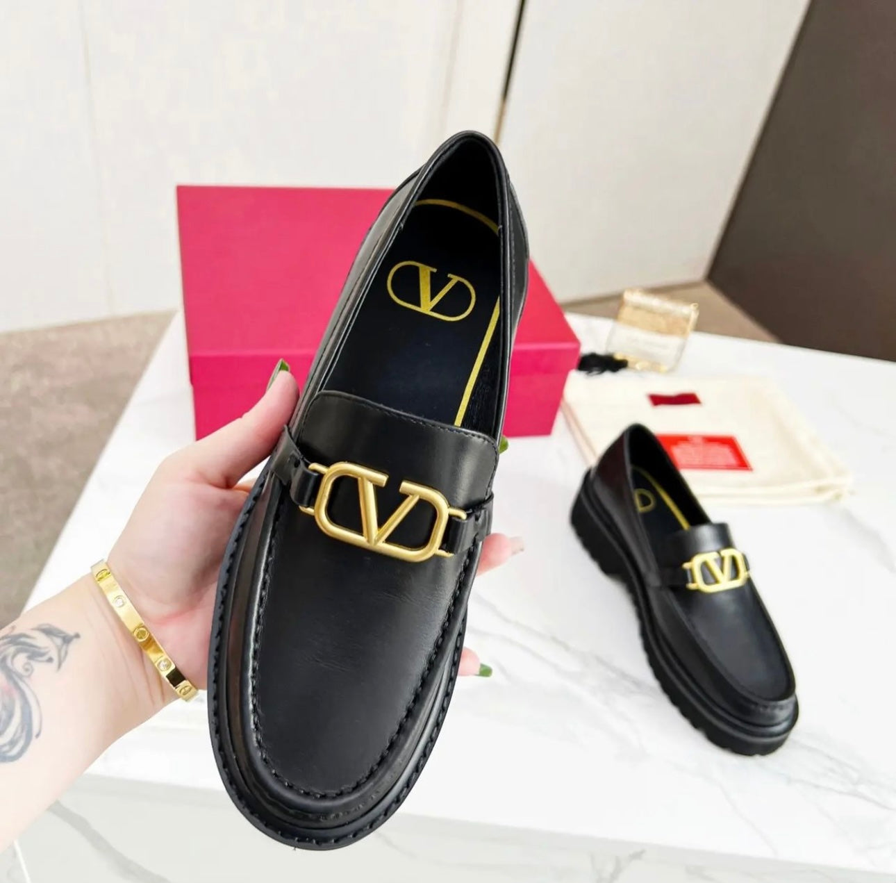 V Logo Loafers
