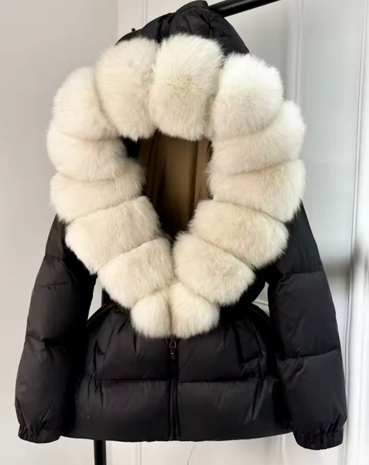 Black & white fur coat