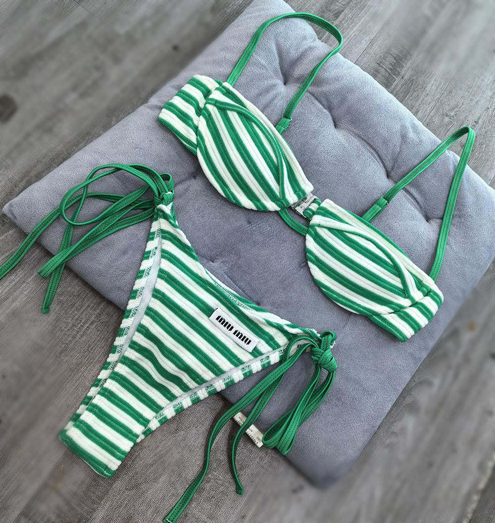 Green & white bikini