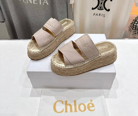Beige platforms sandals