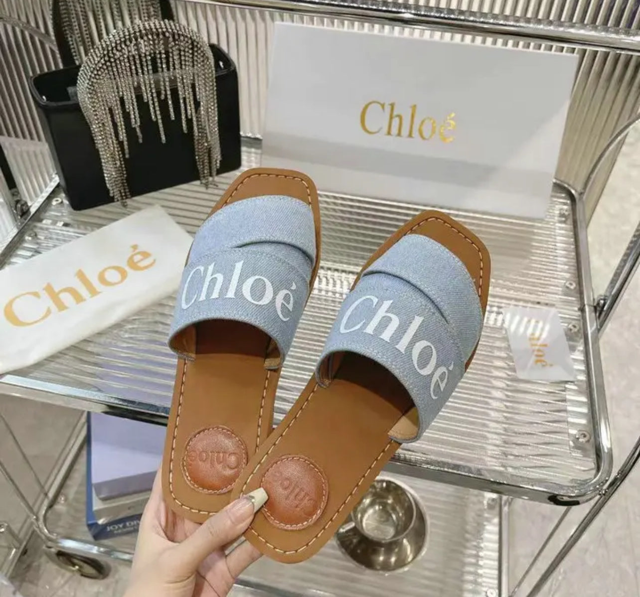 Woody Denim Mules