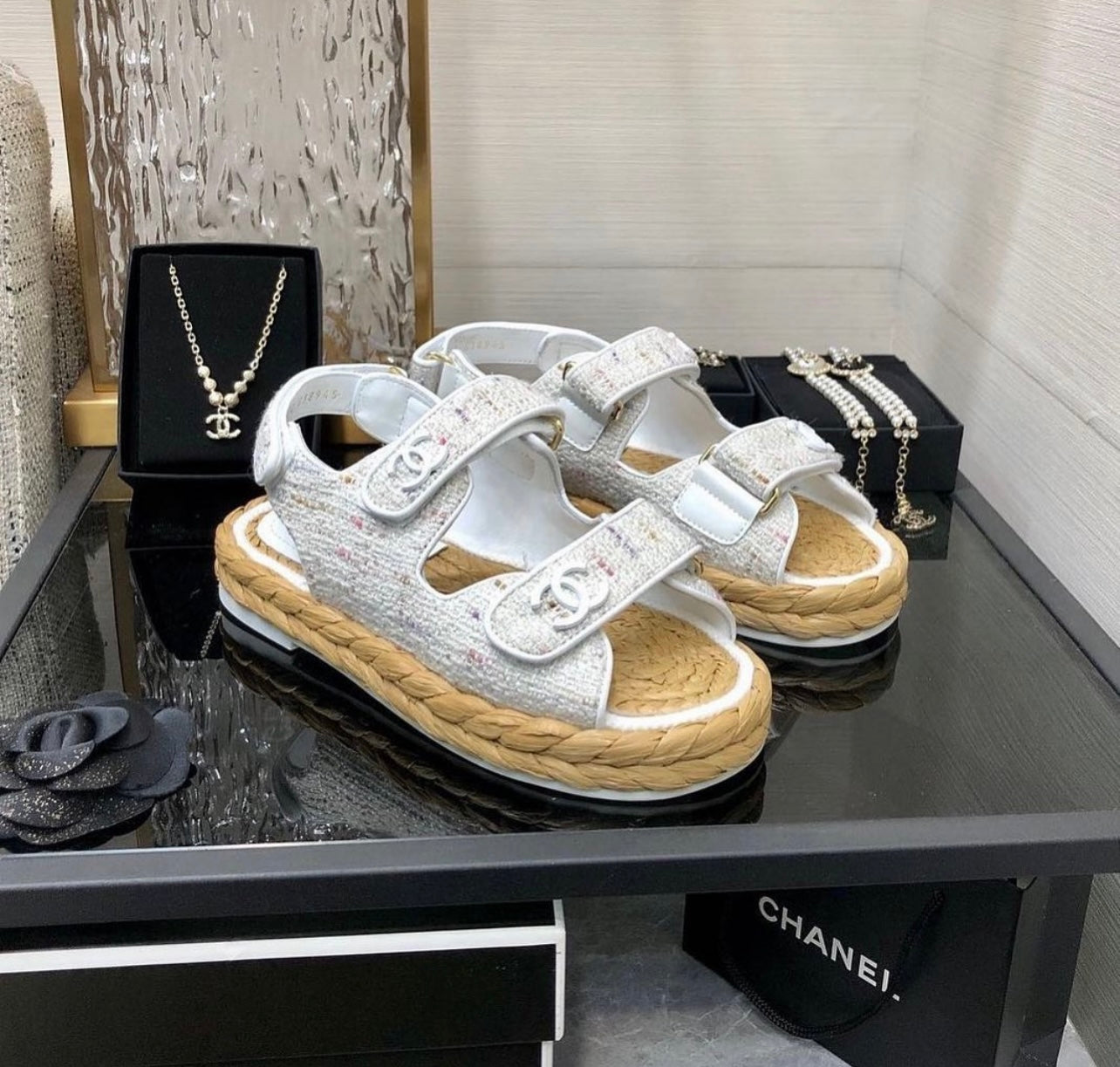 CC Tweed Dad Sandals