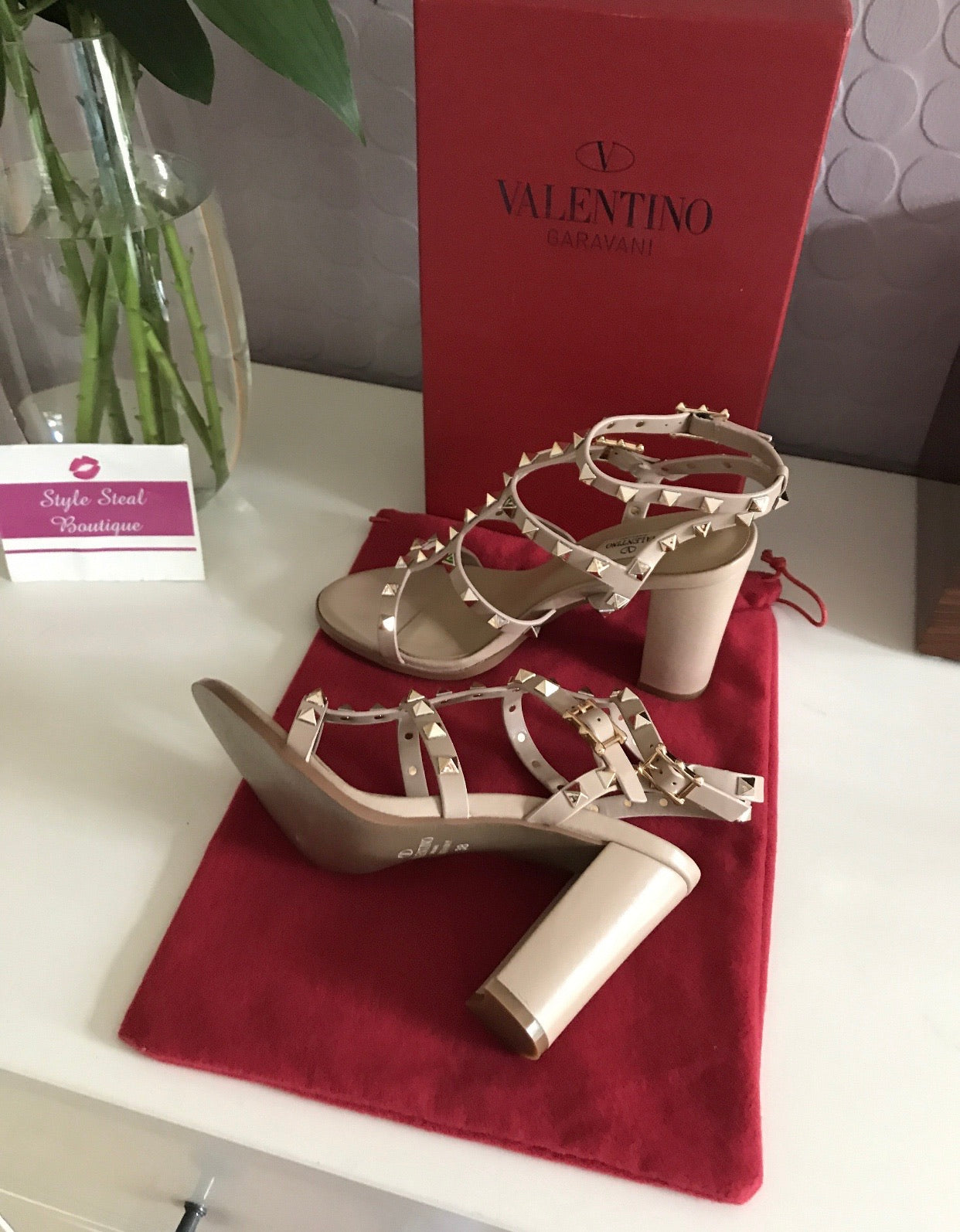 Rockstud Block Heel Sandals