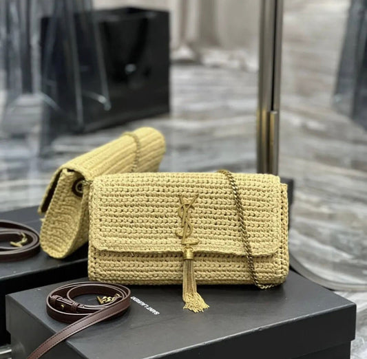 Kate Raffia Tassel Chain Bag