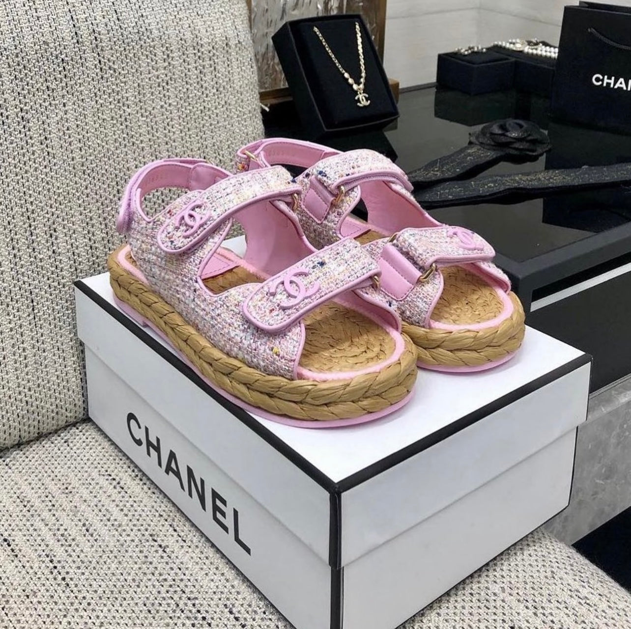CC Tweed Dad Sandals