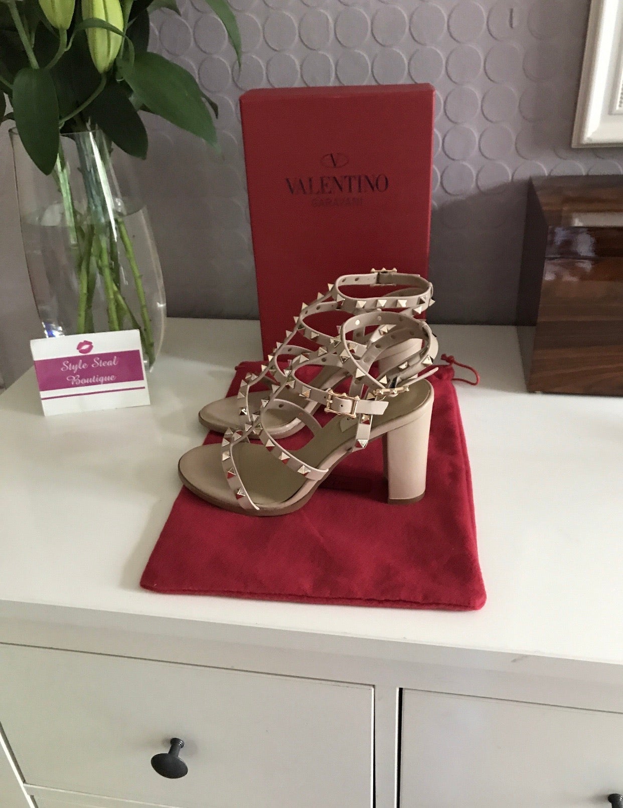 Rockstud Block Heel Sandals