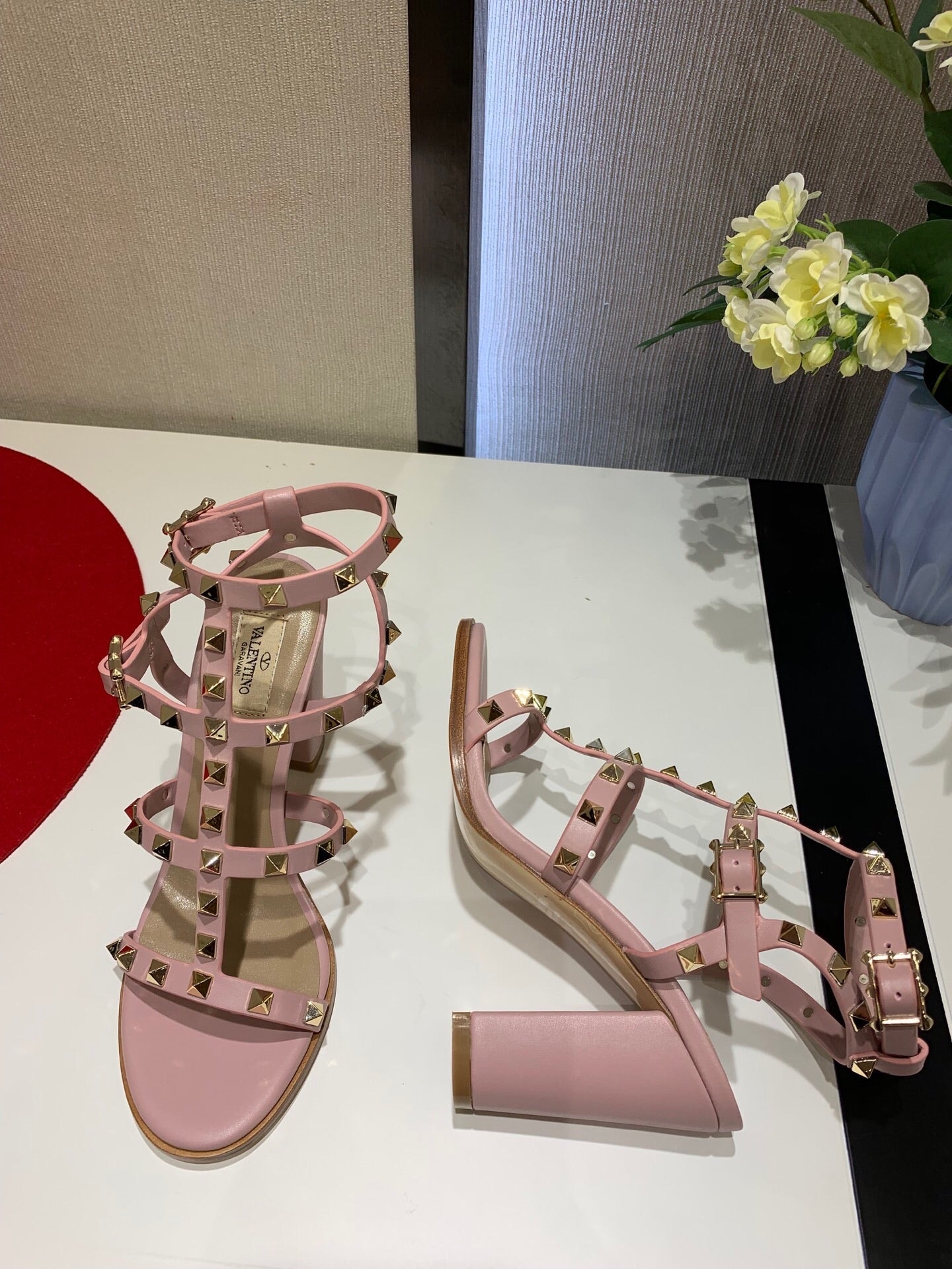 Rockstud Block Heel Sandals