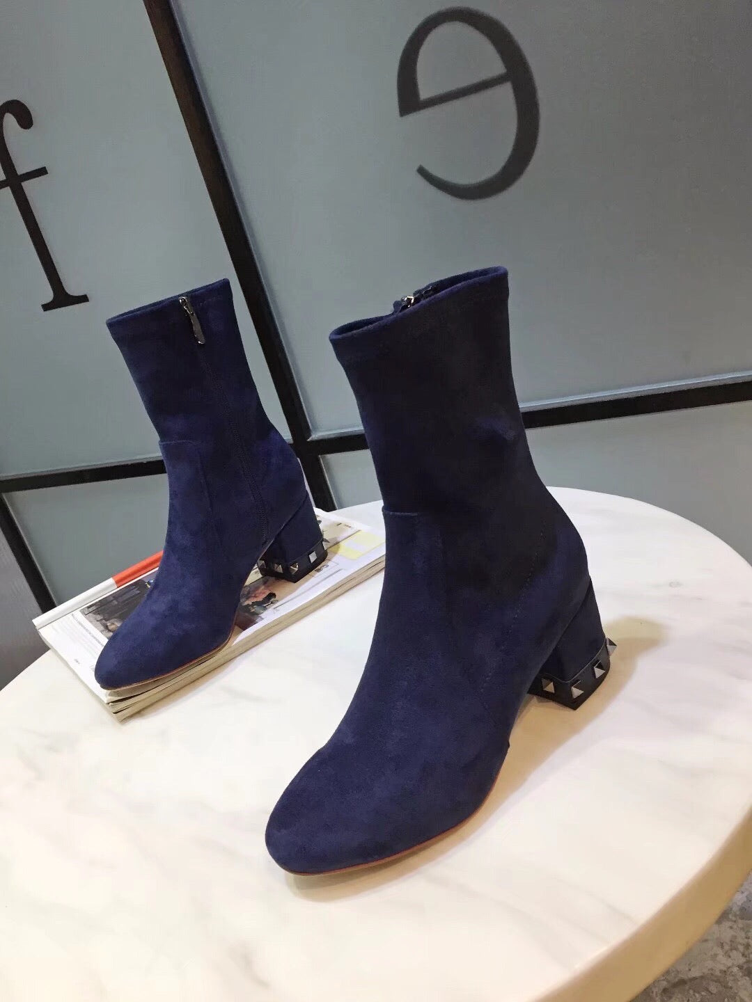 Rockstud Suede Ankle Boots