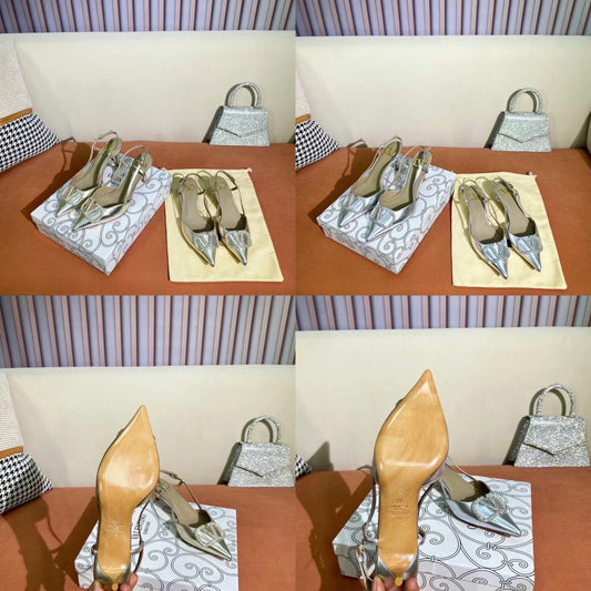 V Logo Crystal Slingback