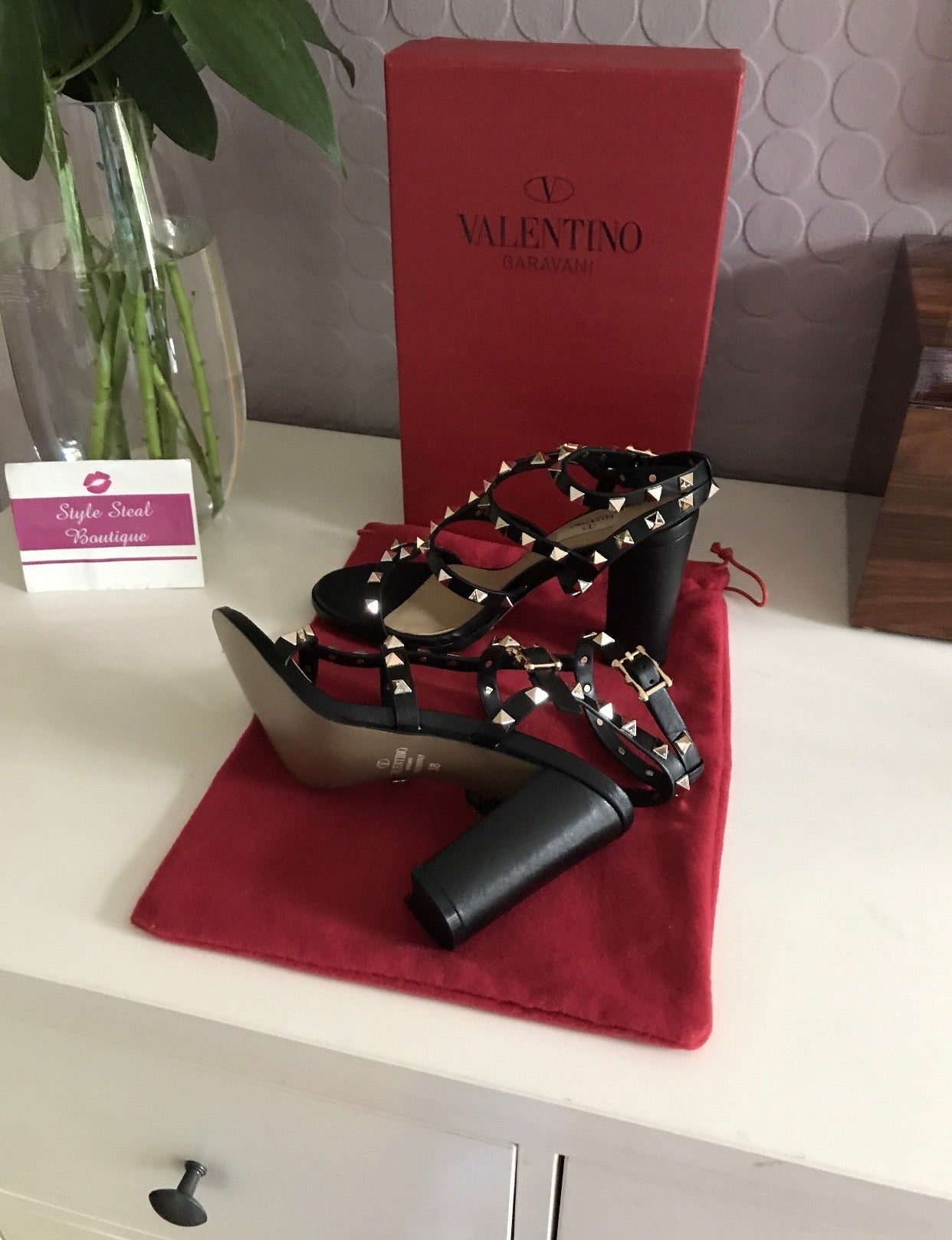 Rockstud Block Heel Sandals