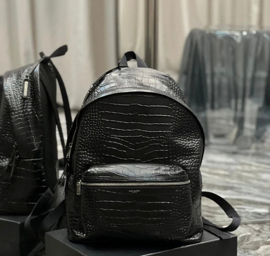 Embossed Leather City Backpack