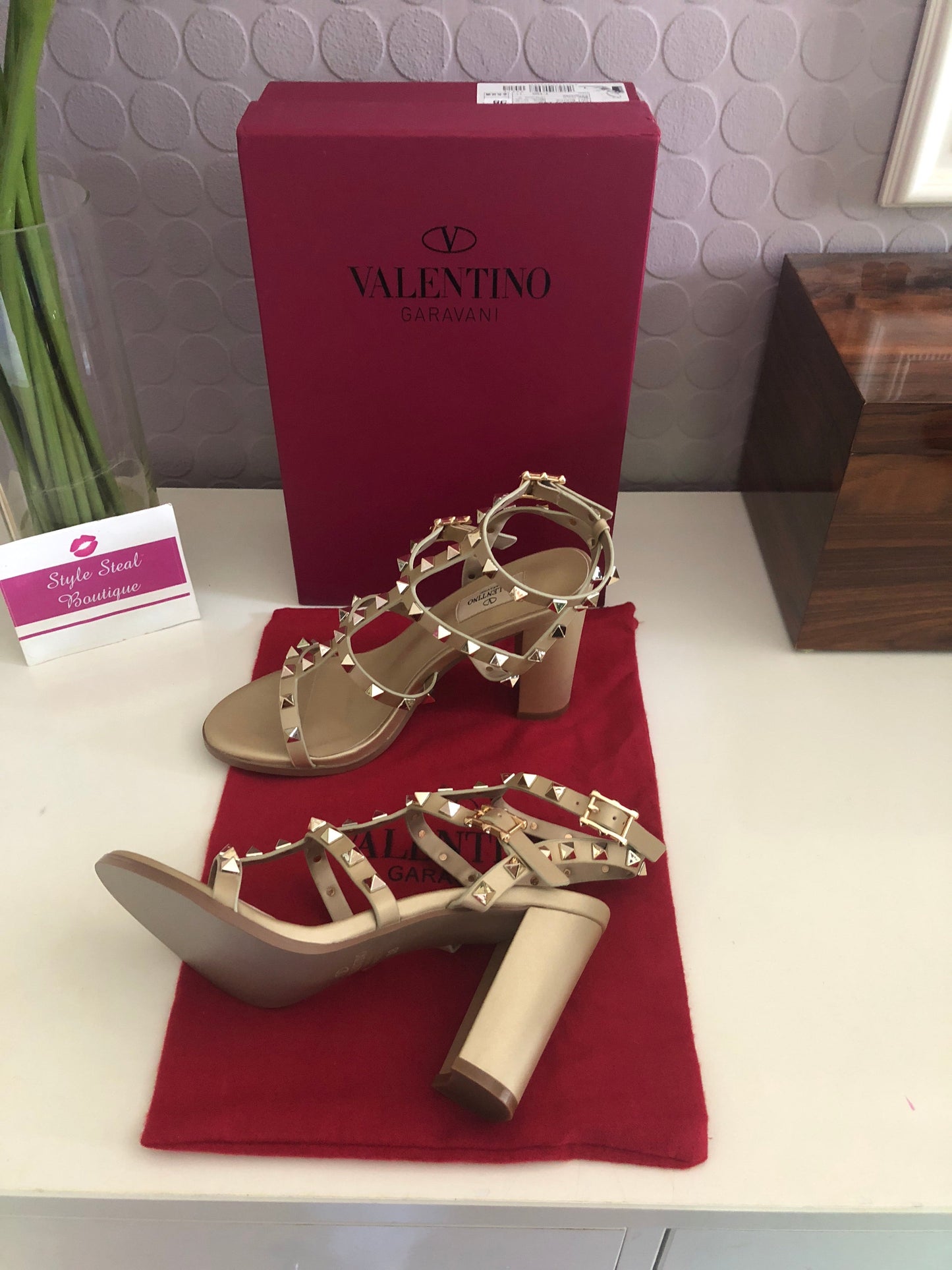Rockstud Block Heel Sandals