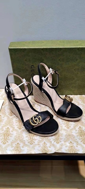 Leather Espadrille Wedges