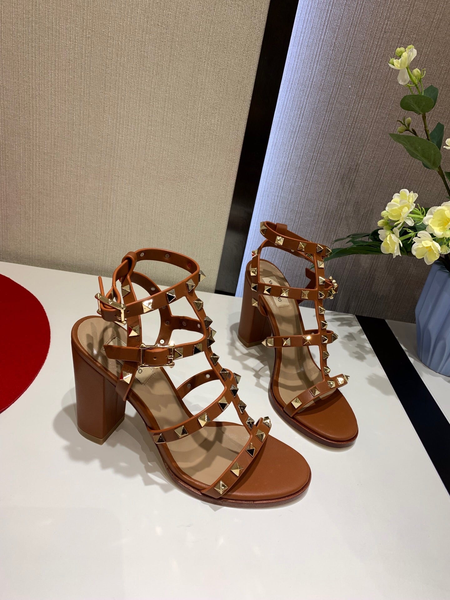Rockstud Block Heel Sandals